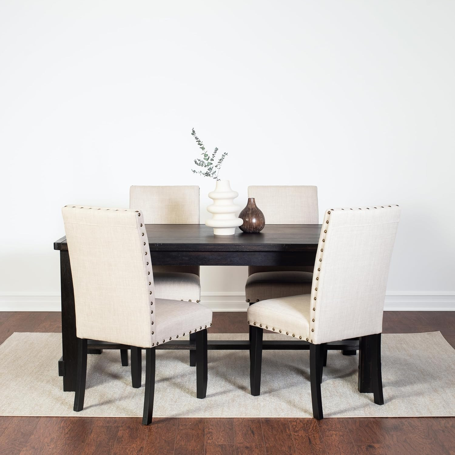 Muzzi Contemporary 5-Piece Set, Dining Table with 4 Stylish Chairs, Tan
