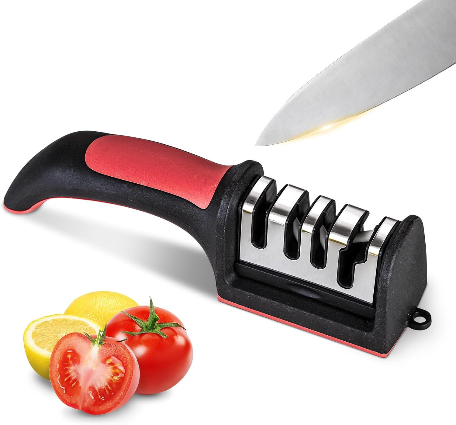 Professional 4-In-1 Knife Sharpener with Tungsten Steel & Ceramic Slots, Manual