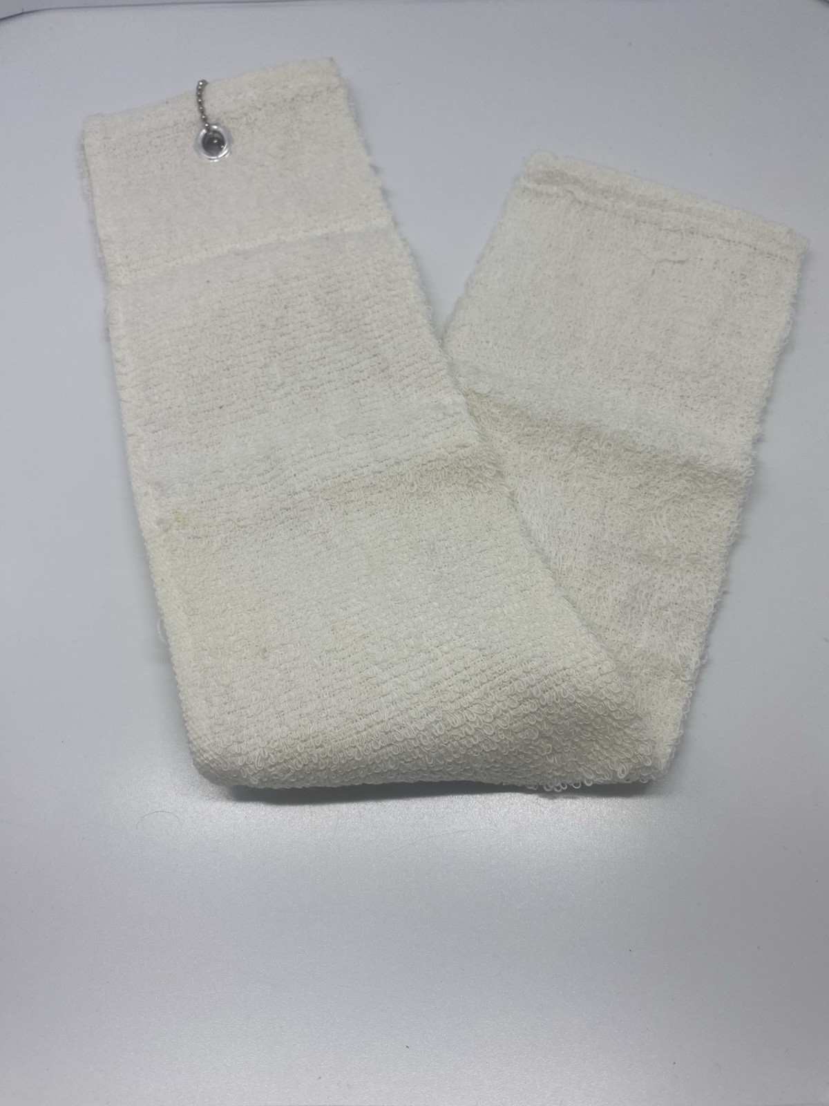 4 Pack Bowling Towels 10x18 Tri-Fold With Chain All White Cotton Free Shipping