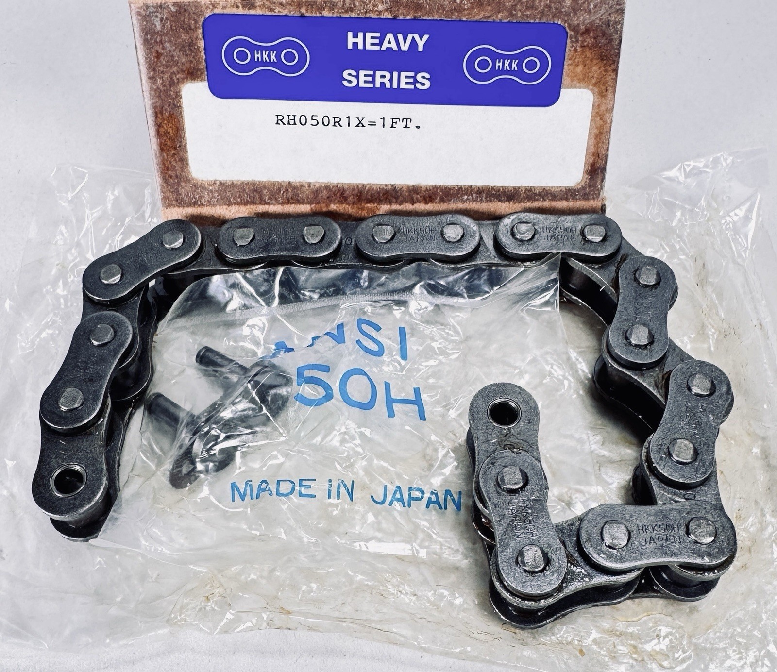 HKK RH060R1X Heavy Series Roller Chain 12 Inches, 1 Foot W/ Connecting Link New