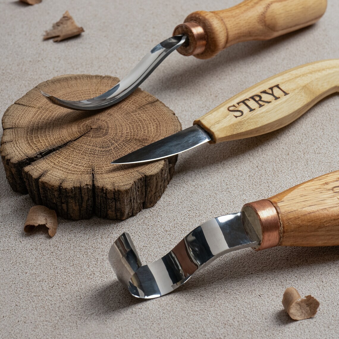 Spoon carving set of 3 tools, Wood carving tools, Personalized woodcarving set