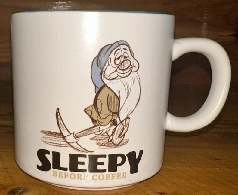Hallmark Disney SLEEPY BEFORE COFFEE Mug Cup Snow White & The Seven Dwarfs Matte