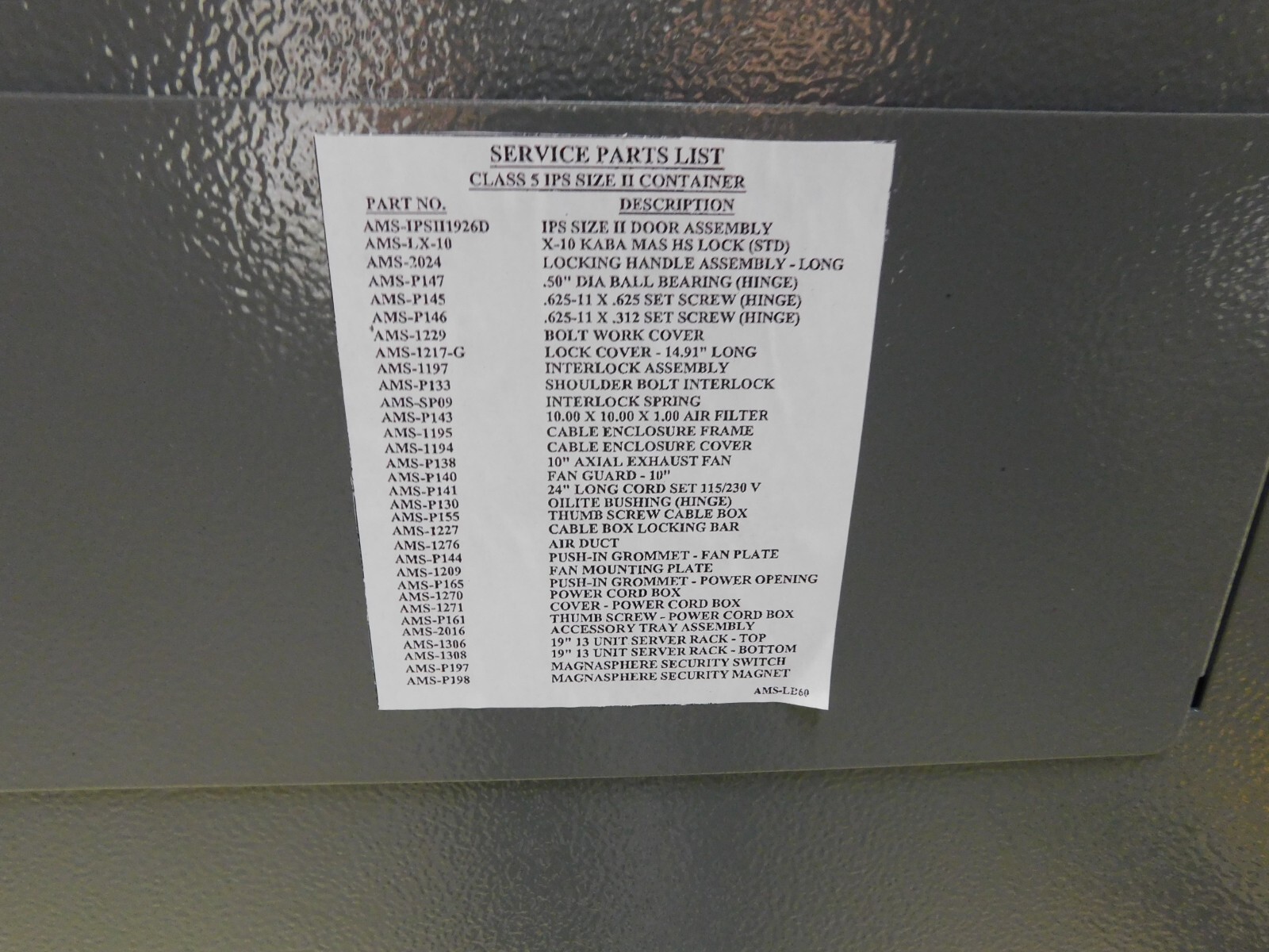 GSA Class 5 Size 2 IPS Security Cabinet w/ Rack, Heat Exchanger, X-10 Lock