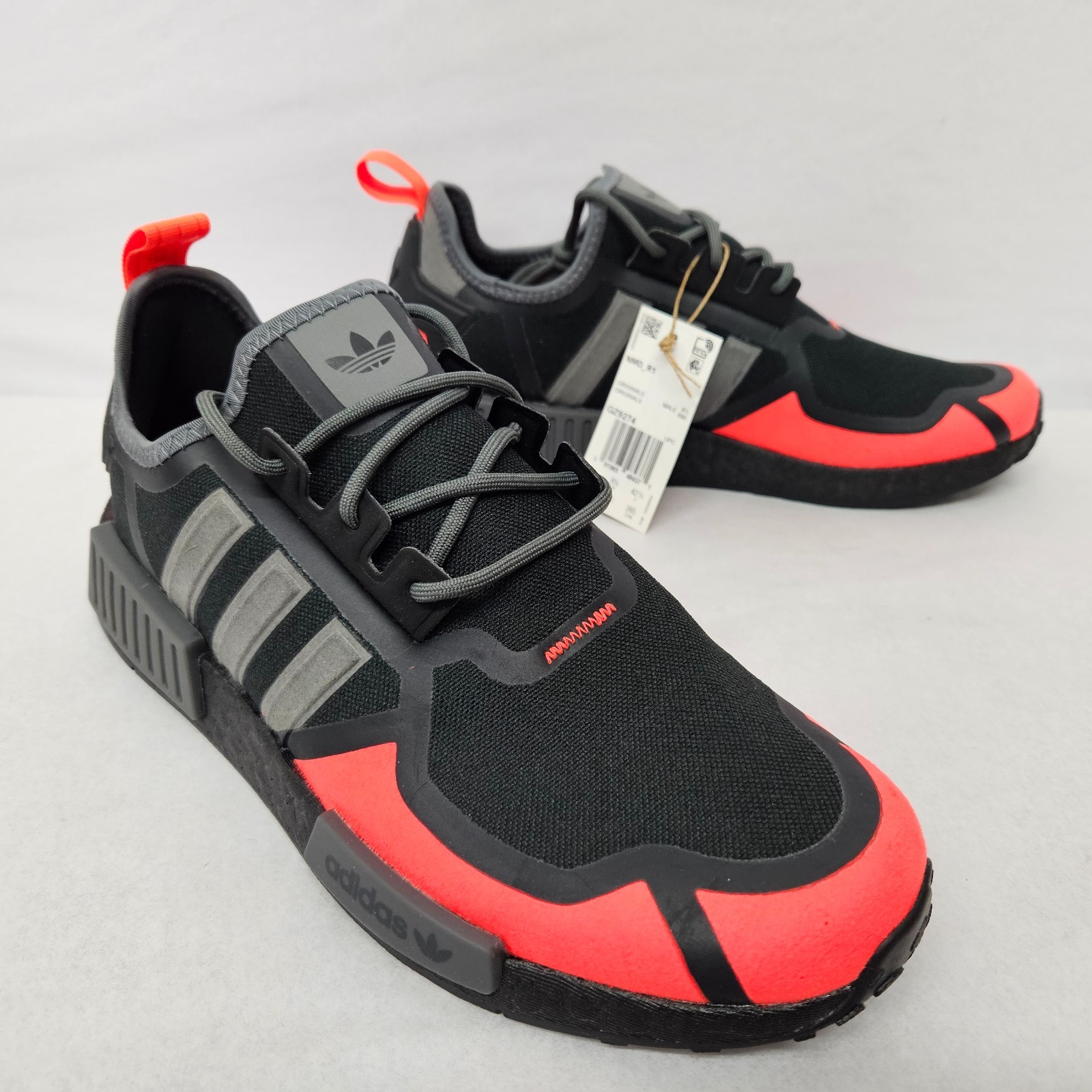 Adidas NMD_R1 Athletic Shoes GZ9274 Black Gray Solar Red Men's Size 9