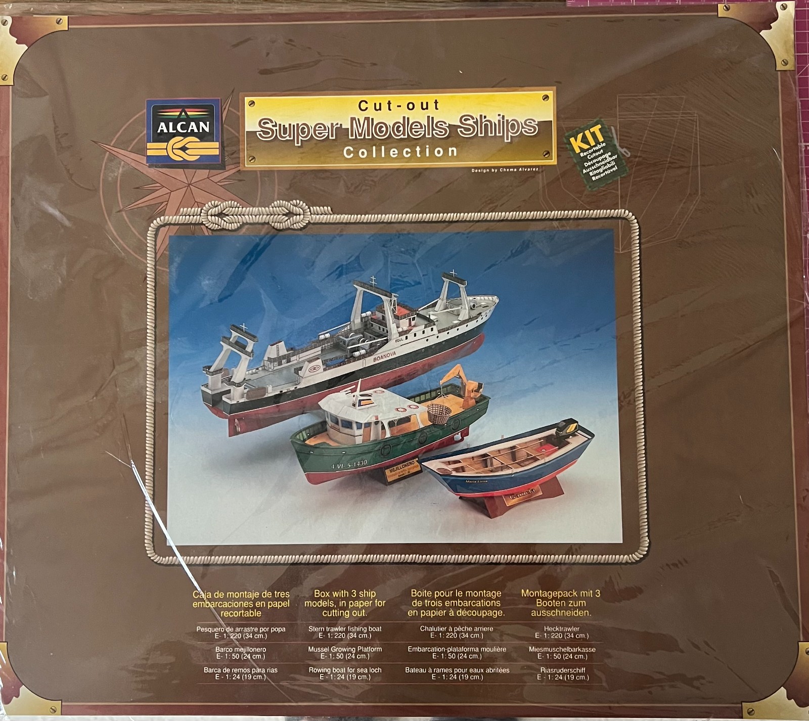 Three ALCAN ship card model kits of the Super Models Collection