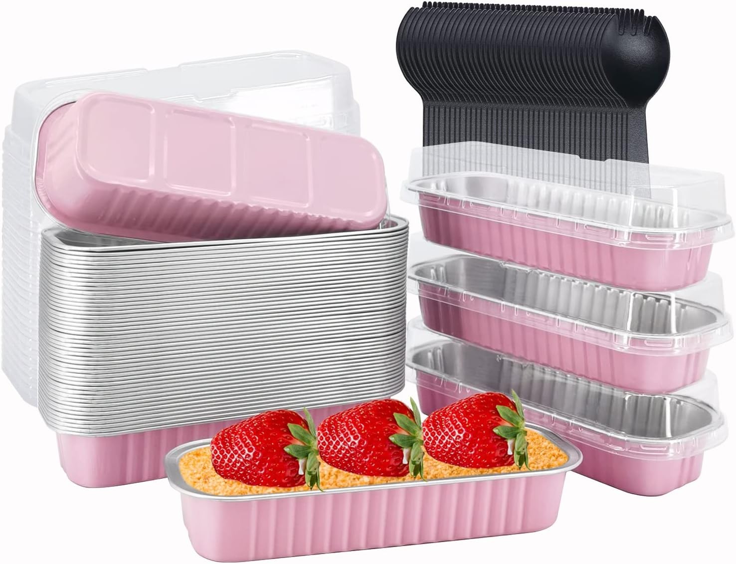 Mini Loaf Pans With Lids 50 Pack, 6.8oz Rectangle Aluminum Foil Baking Pans Tins