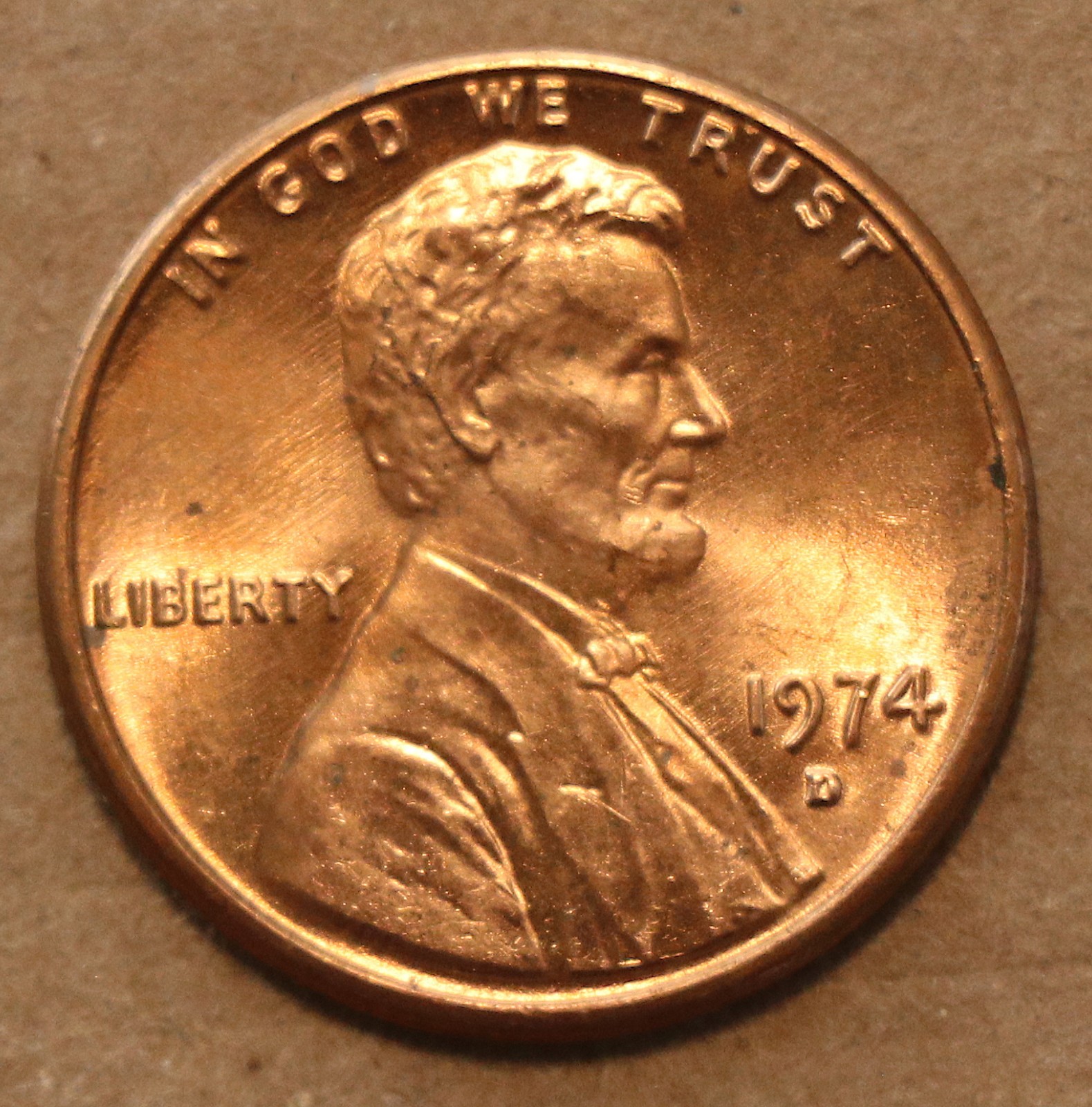 1974 D Lincoln Memorial Cents  BU