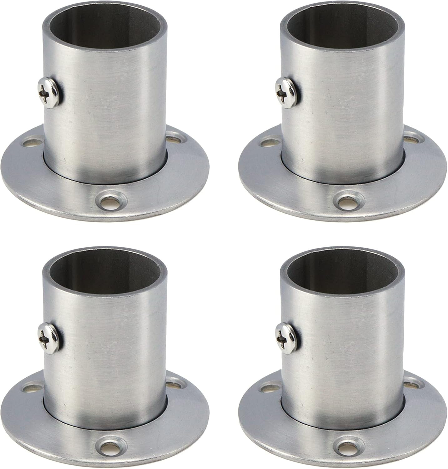 4PCS Closet Pole Socket 1 Inch Stainless Steel Rod Bracket High Flange Heavy