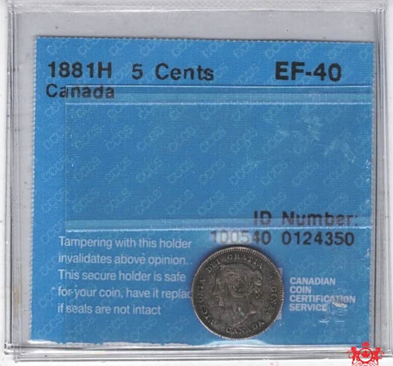 1881H Canada 5 Cents - CCCS EF40 - 0124350