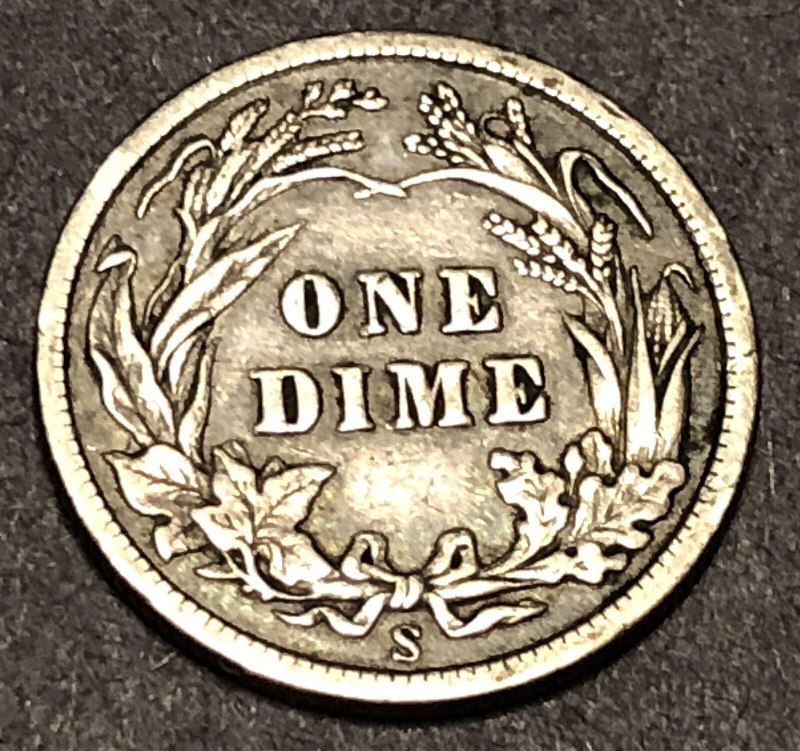 1905-S San Francisco Silver Barber Dime VF
