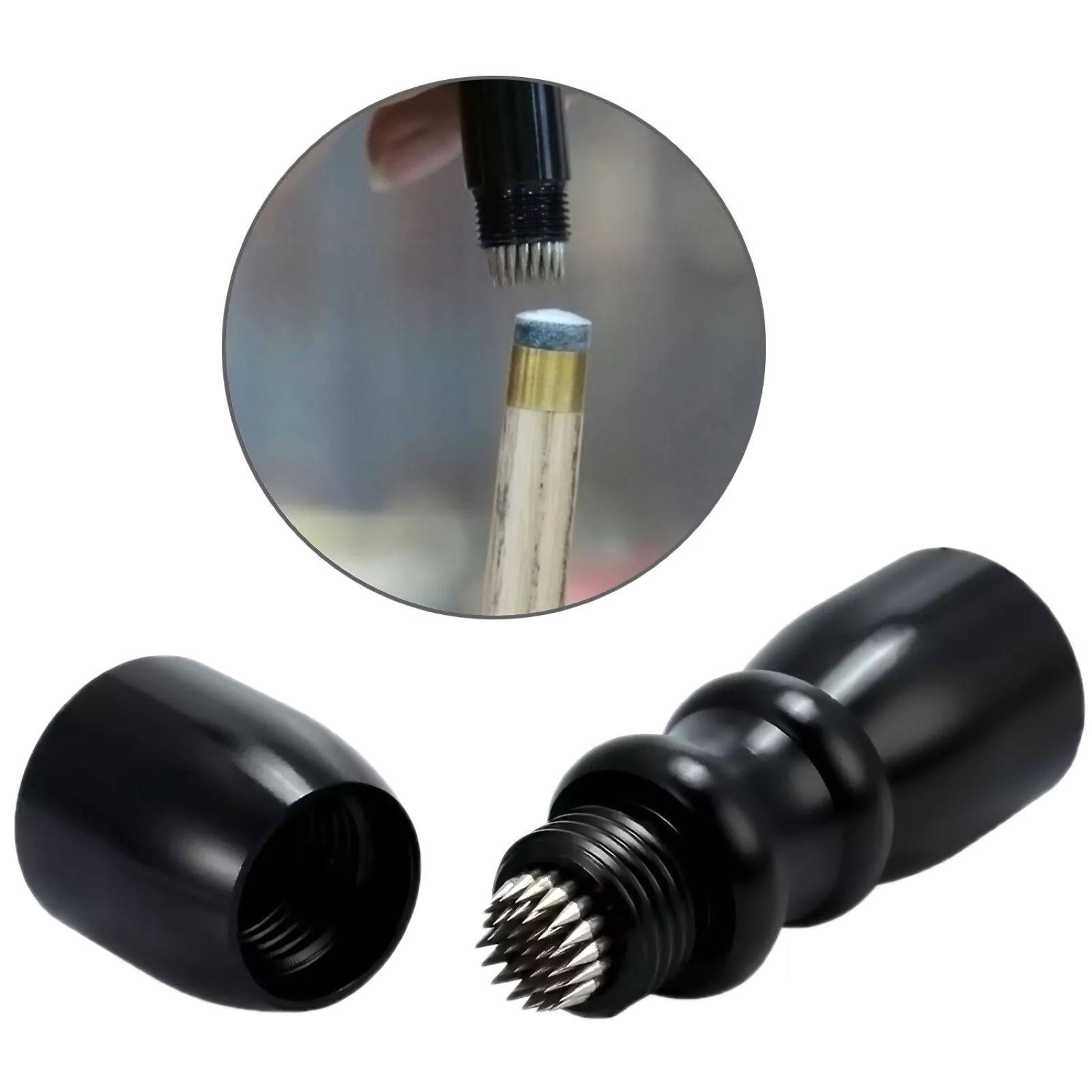 Black Billiard Pool Cue Tip Tool Scuffer Shaper Aerator Tip Pick Accessory