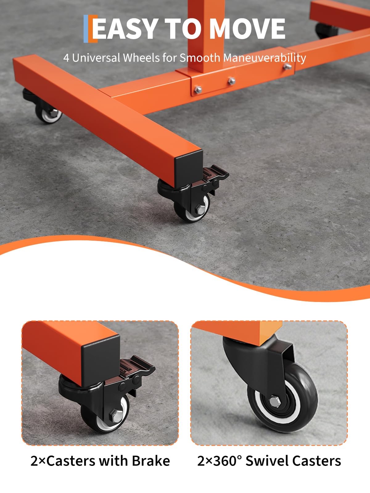 220LBS Heavy Adjustable Rolling Work Table with Tool Tray - Height 38"-45" Duty