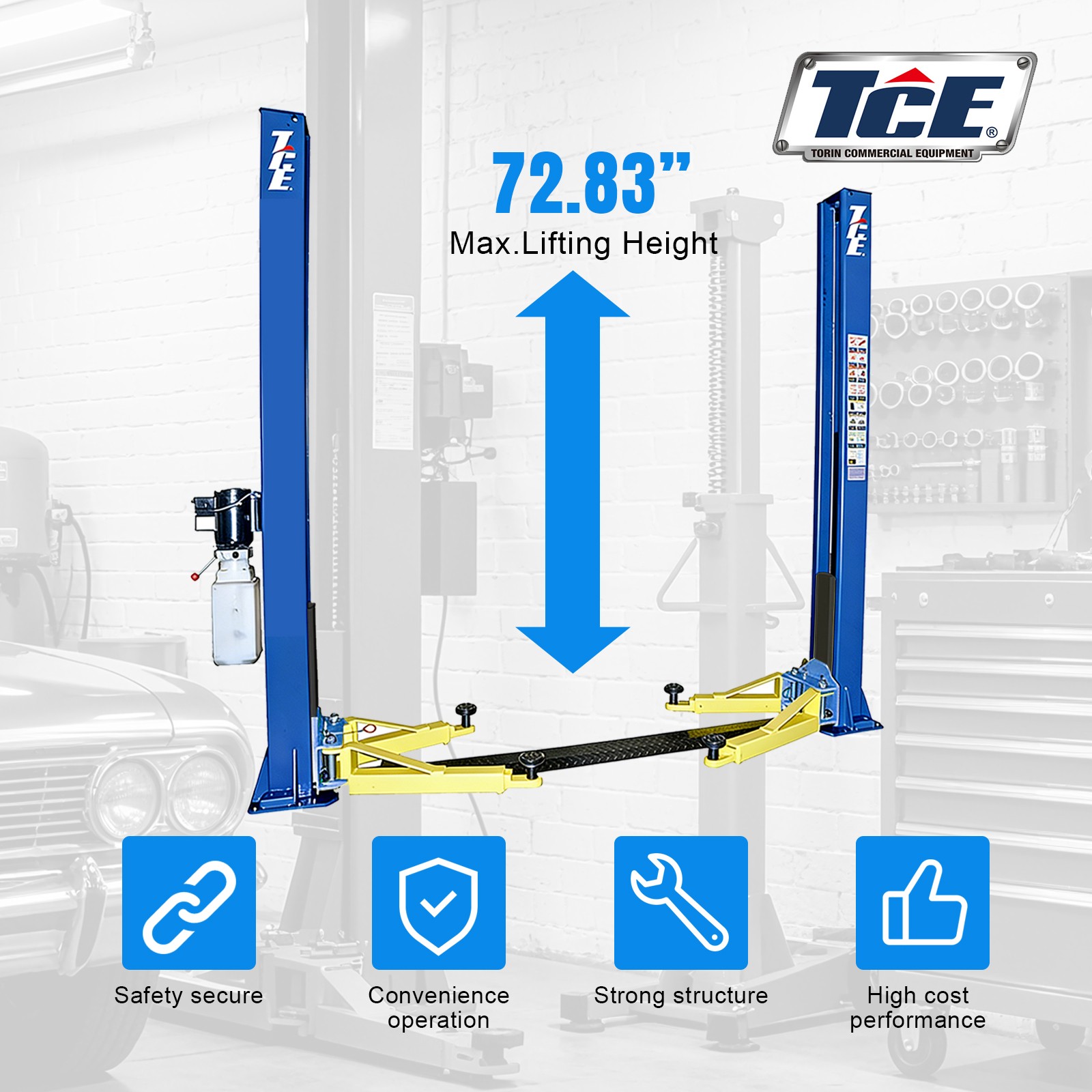 TCE 220V 2Post 10000LB CarLift Auto Truck Hoist Equipment with adapts, IL PICKUP