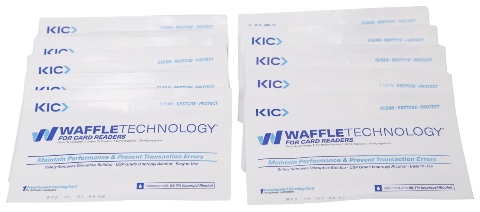 Box of 10 Cleaning Cards for Thermal Printers with 99.7% Isopropyl Alc.