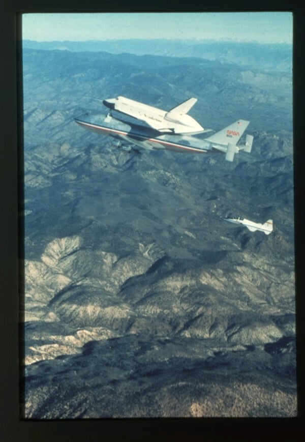 NASA Space Shuttle on 747 Jetliner flying over US Original 35mm Transparency