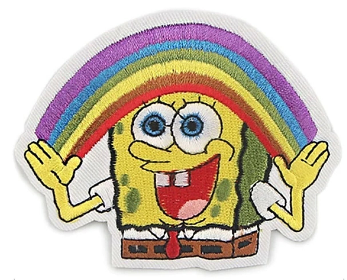 Spongebob Rainbow Embroidered Iron on Patch