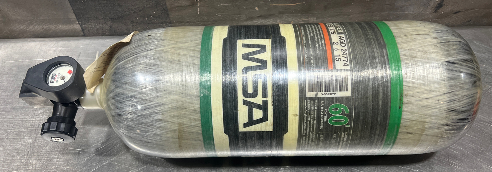 MSA AirHawk II Tank G1 SCBA Cylinder Carbon Fiber 12.2LB 4500PSI L87E-51. ID 11