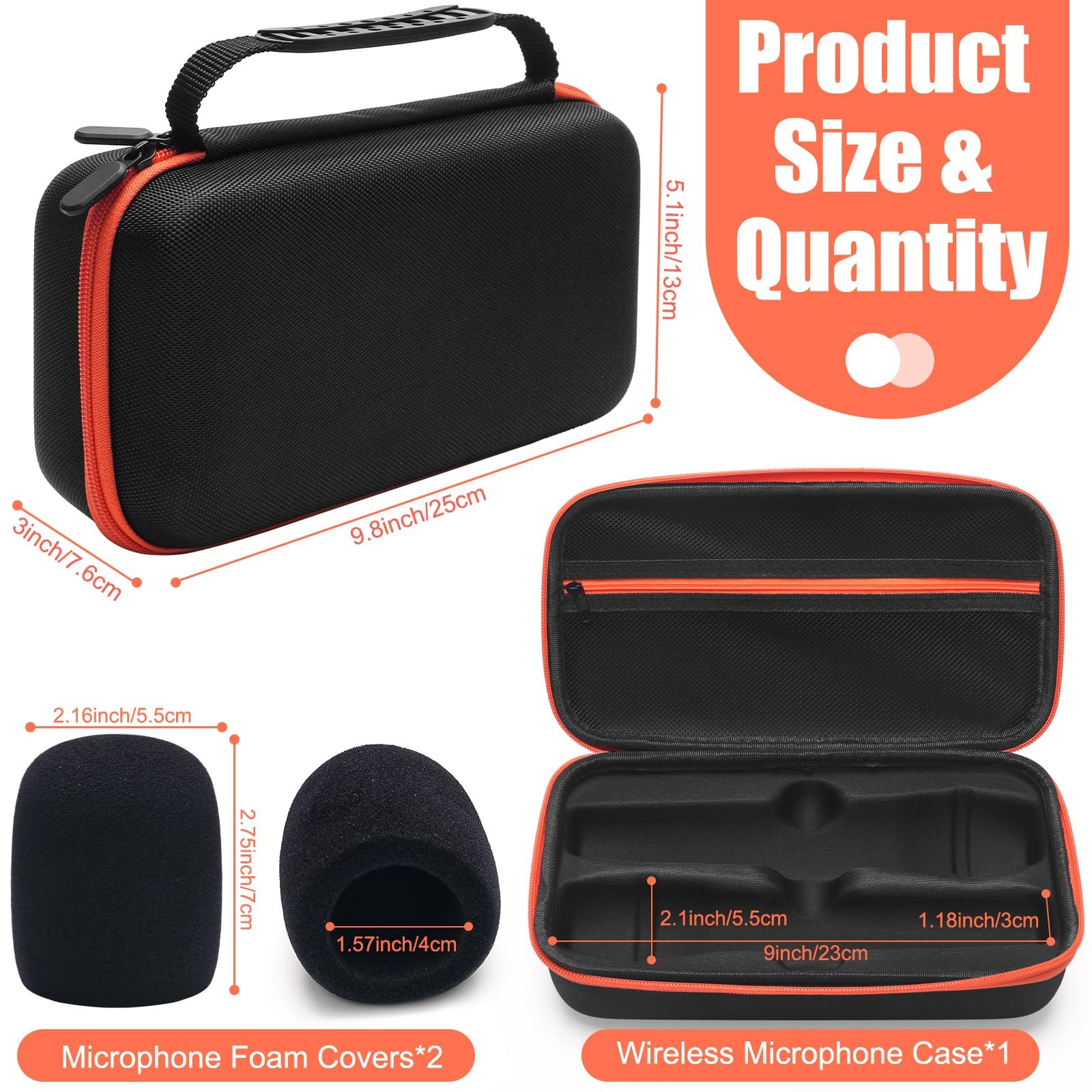 Coitak Wireless Microphone Case for JBL 2 Medium, Black