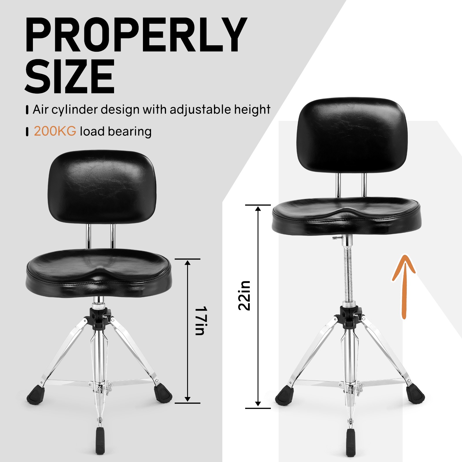 5Core Drum Throne Saddle Height Adjustable Thick Padded Seat Drum Stool Chair