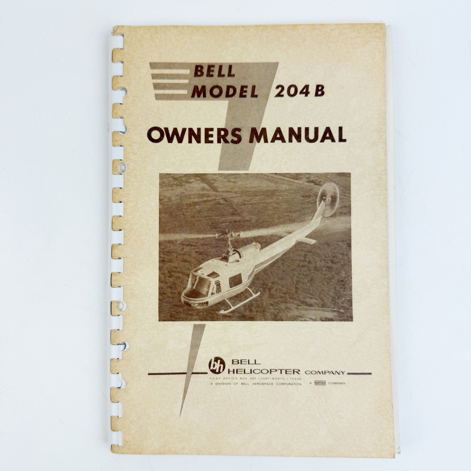 Vintage Bell Helicopter 204B Owner's Spiral Manual Book Aviation Turbine