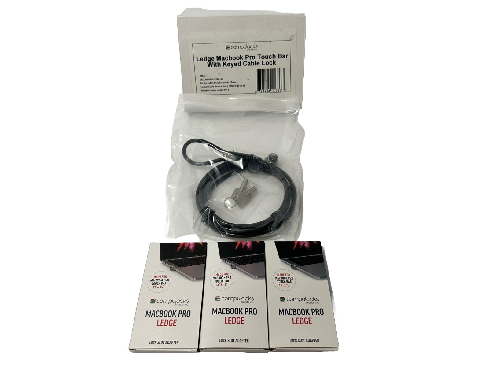 Security Cable & Lock for Macbook Pro 13 & 15 Touch Bar Compu Locks Ledge OEM