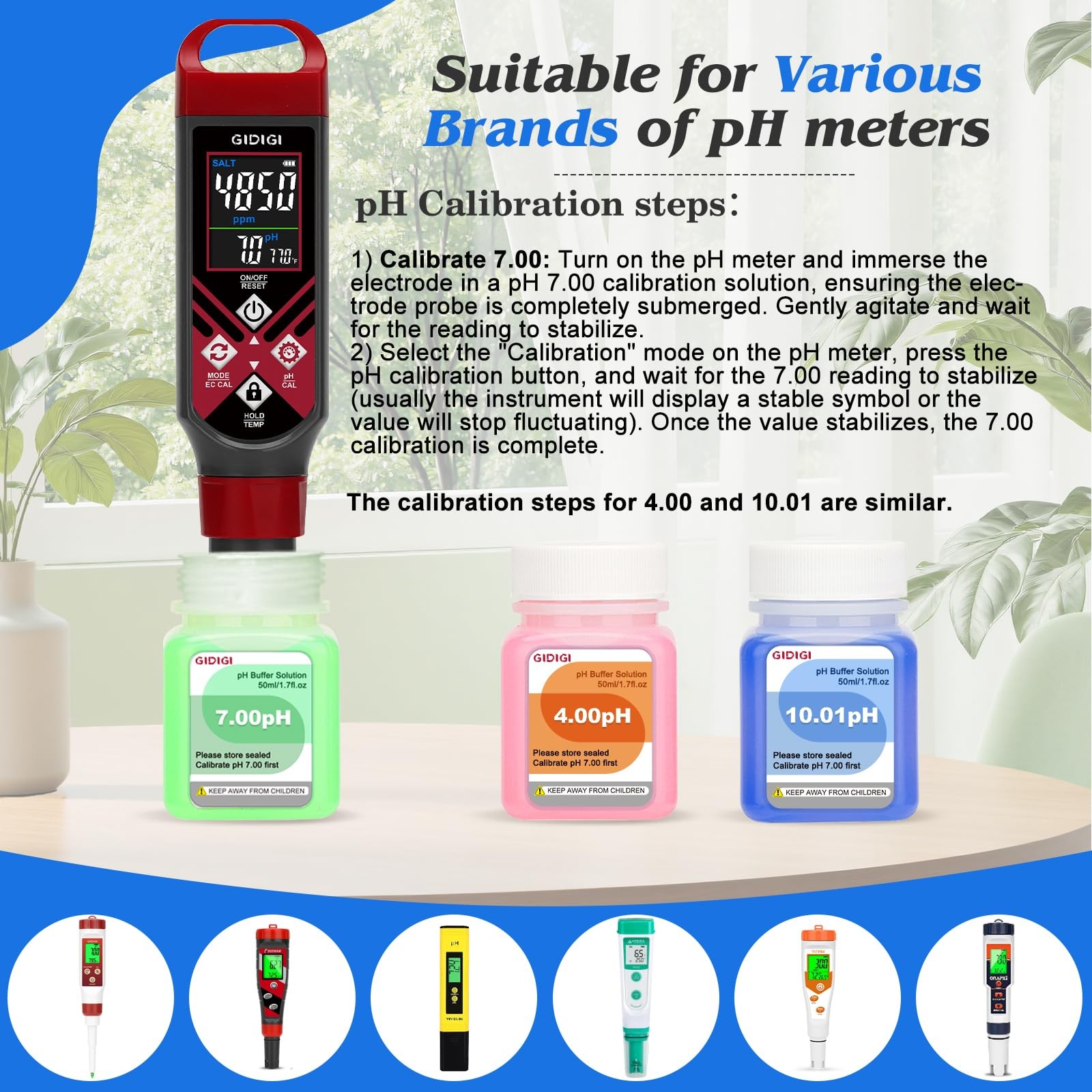 Digital pH Tester for Water, Meter Hydroponic TDS EC...