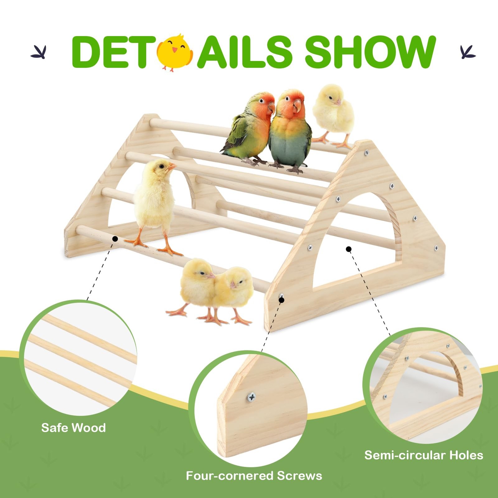Wooden Chick Brooder Perch, Small Roosting Bars for Coop or Brooder 2-Piece Set