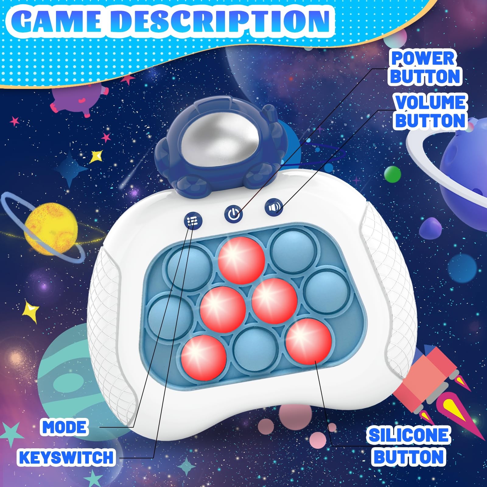 weirtoya Fast Push Game, Pop Bubble Fidget Toy Quick Push Light Up Popping Game