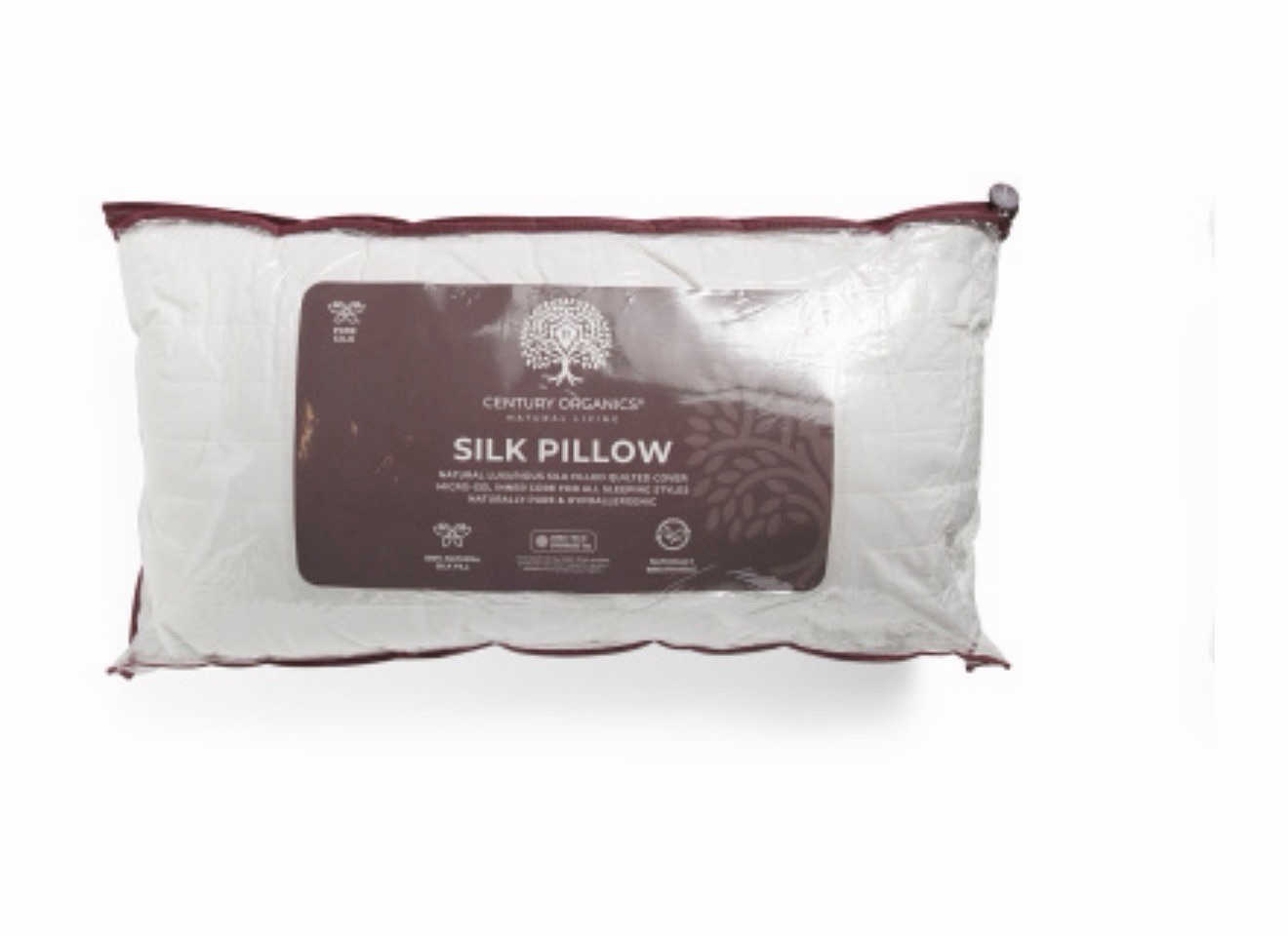 Century Organics Silk Hypoallergenic Bed Pillow White