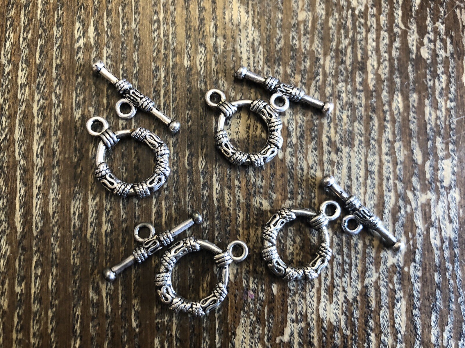 Bali Silver Plated Ornate Texture Boho Chic Toggle Clasp Closure Lot