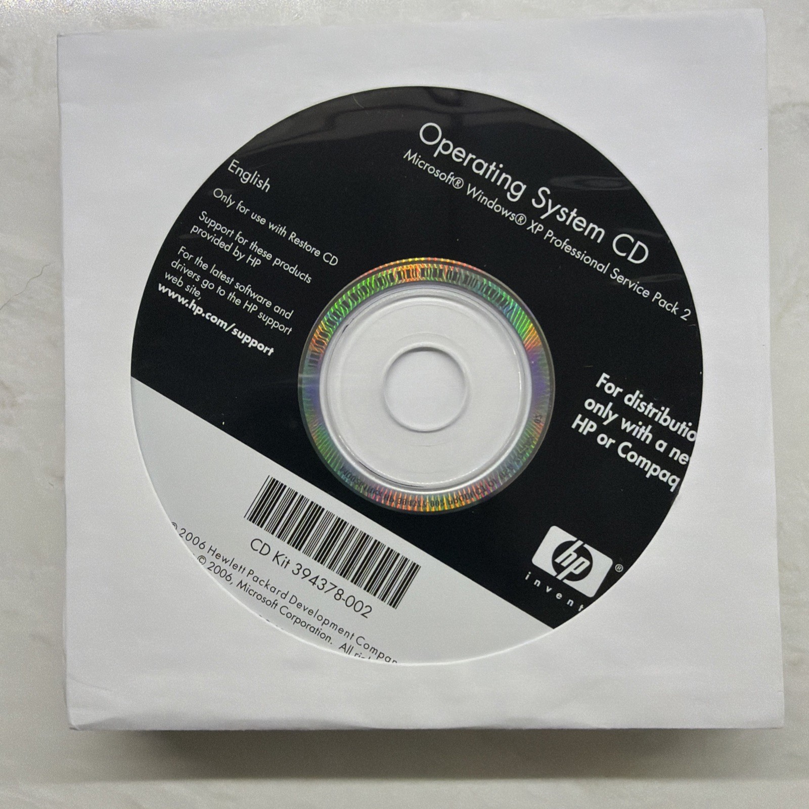 HP Operating System CD Windows XP Pro SP2 System Restore Discs
