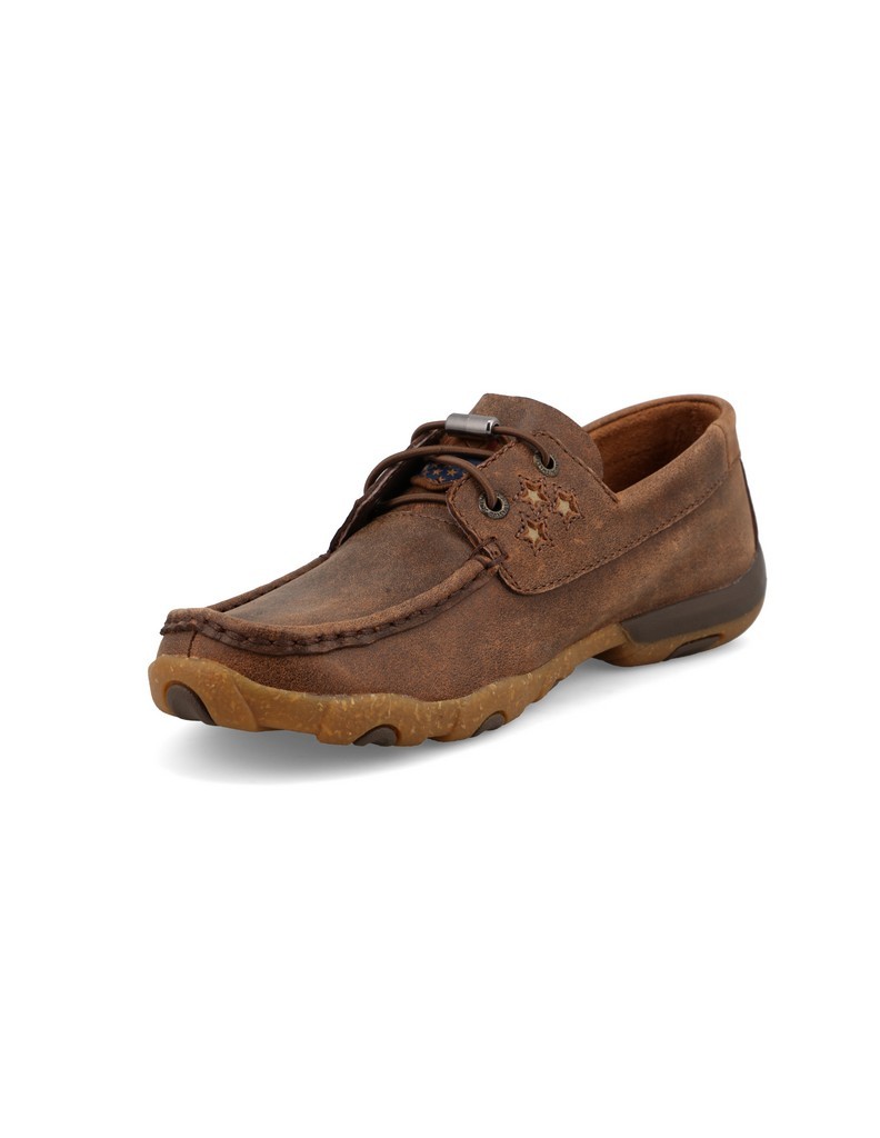 Twisted X Casual Shoes Womens Boat Driving Moc Brown Cream WDM0159