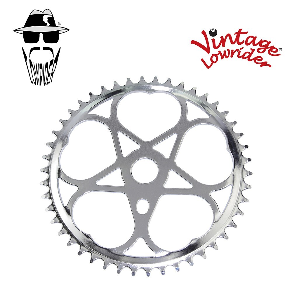 ORIGINAL LOWRIDER CHAINRING SWEET HEART STYLE SPROCKET 1/2 X 1/8 46T IN CHROME