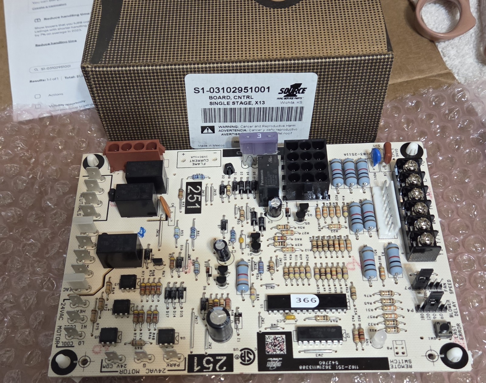 S1-03102951001 CONTROL BOARD SINGLE STAGE NEW NEVER USED SOURCE 1