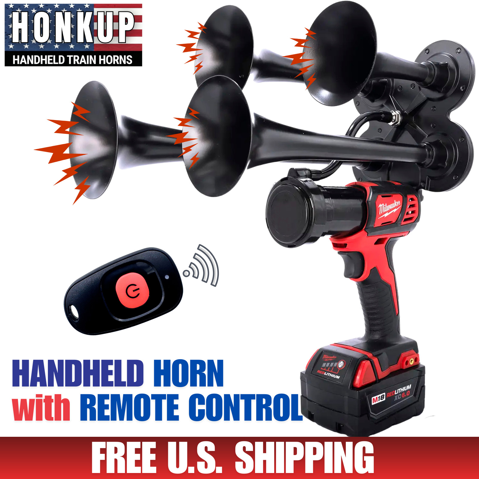 Milwaukee Impact Drill Train Air Horn + Remote Control | Assembled in the USA