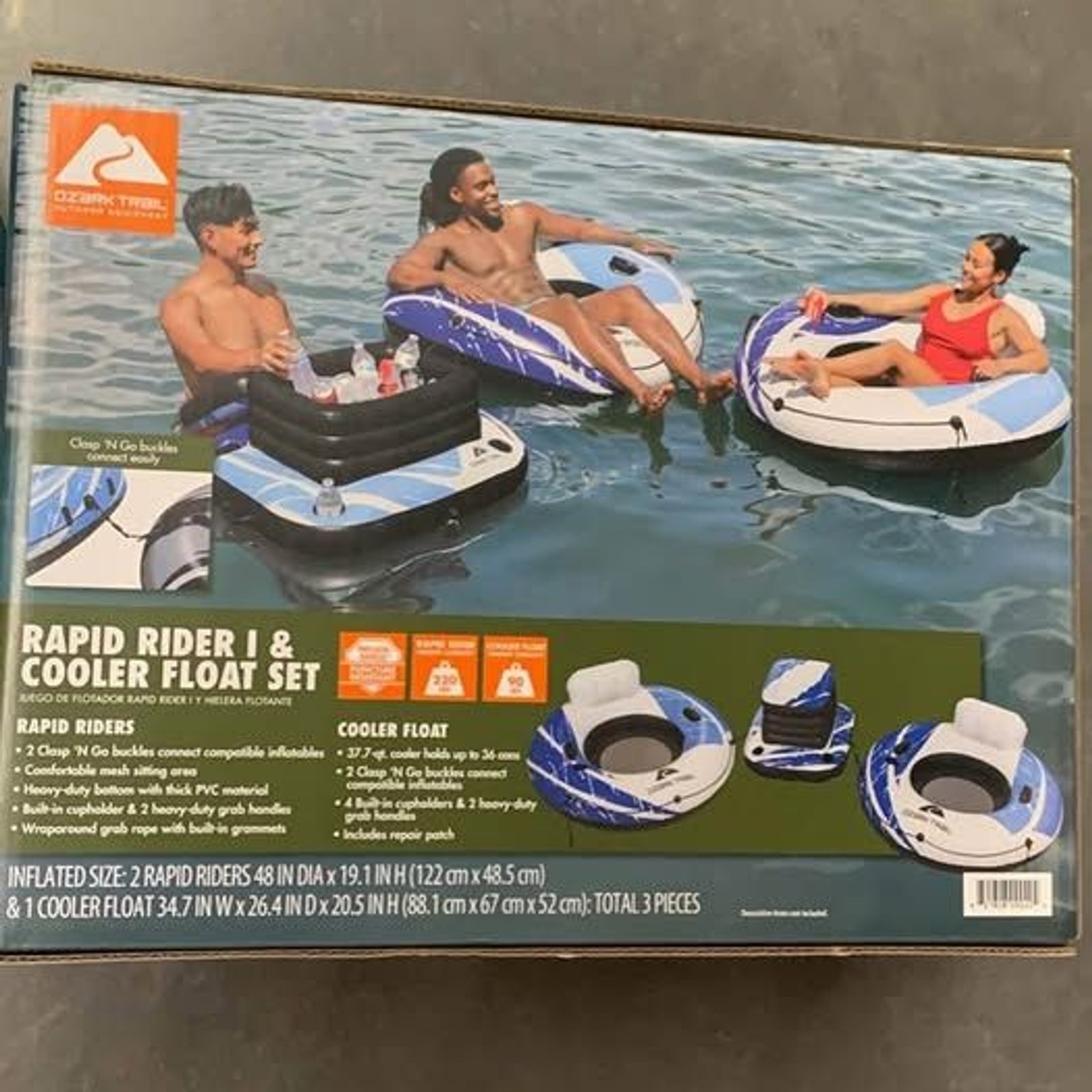 Ozark Trail 2 River Float and Inflatable Cooler Set- NEW