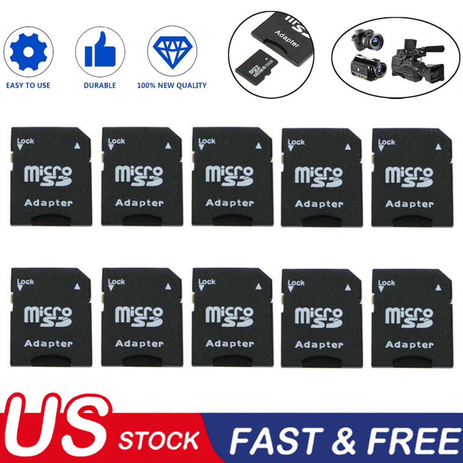 10x Micro SD Adapter TransFlash TF To SD SDHC Memory Card Adapter Converter
