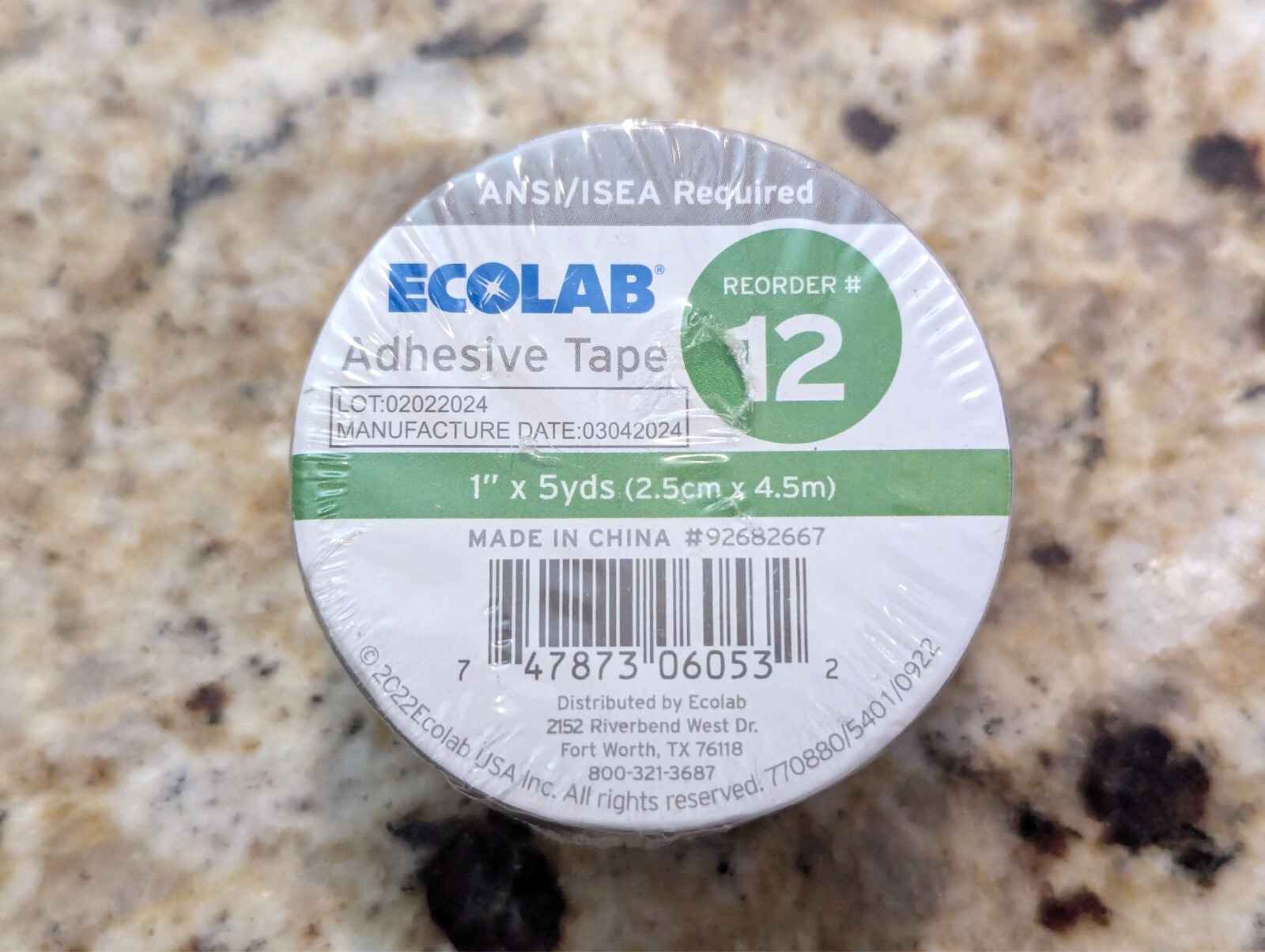 Ecolab Adhesive Tape First Aid Blue Reorder #12 Item #92682667 - 1" x 5yds