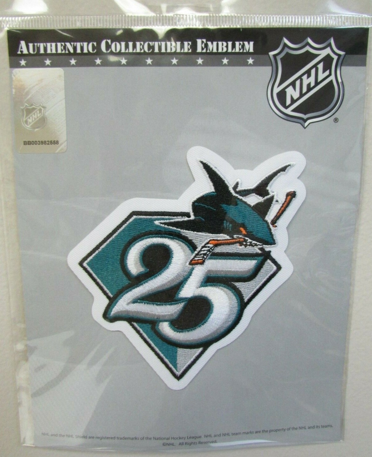 SAN JOSE SHARKS 25TH ANNIVERSARY OFFICIAL JERSEY PATCH EMBLEM