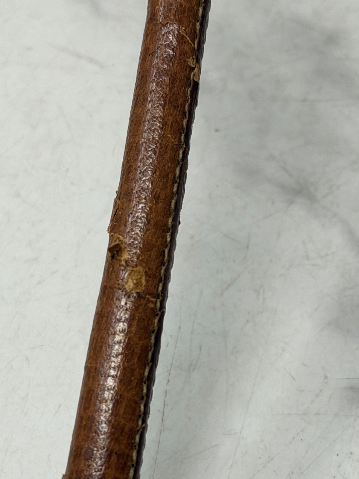 Antique Sterling Silver Mounted Riding Crop Leather Fall