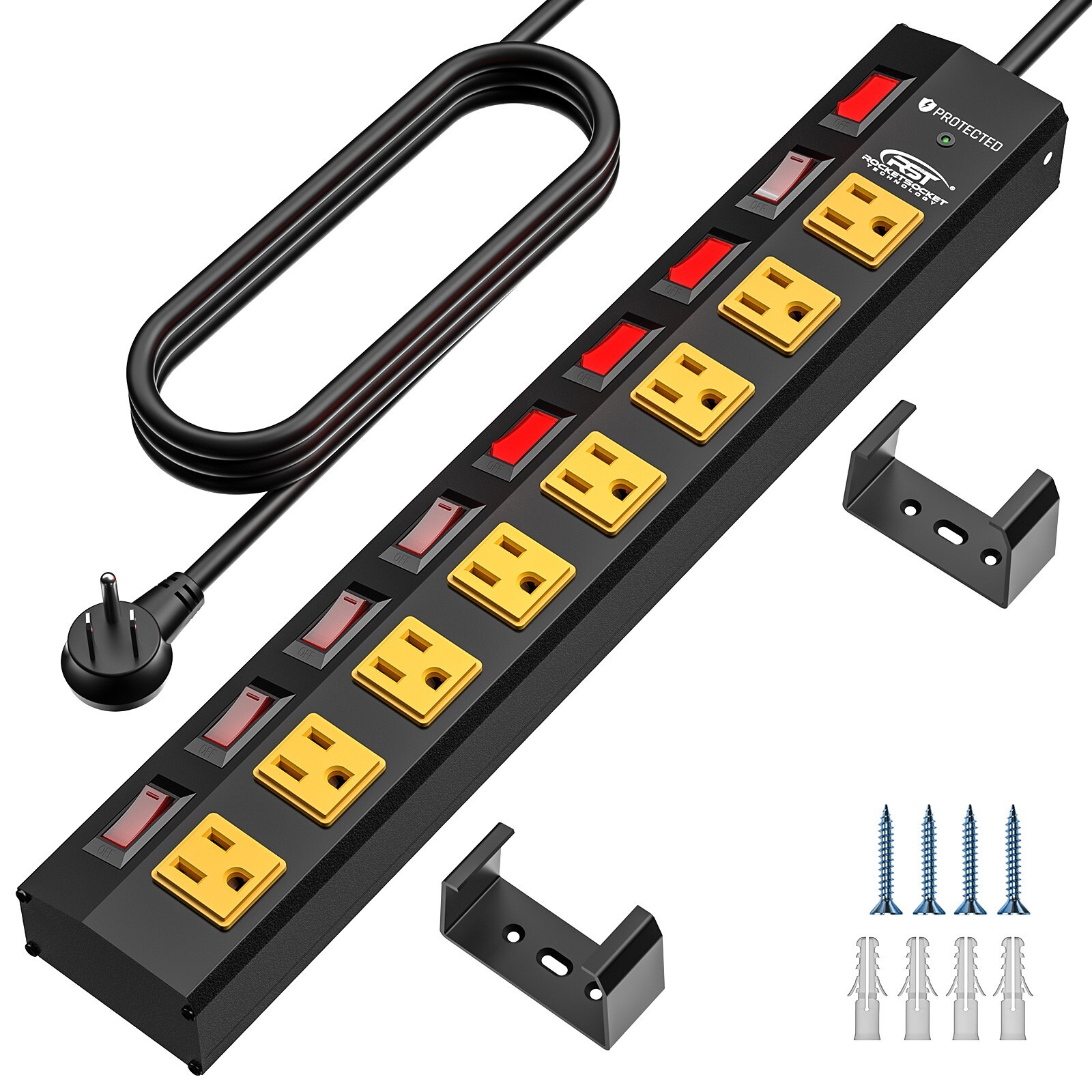 6-8 Outlet Heavy Duty 1200J Power Strip Surge Protector with 6FT Cord(15A/1875W)