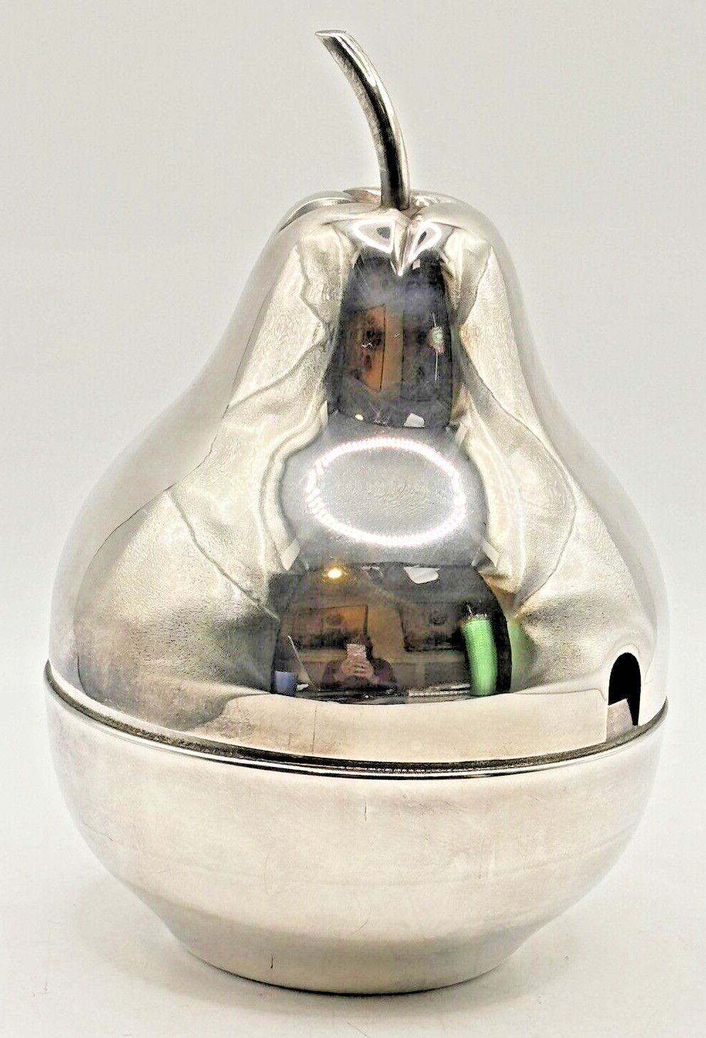 De Uberti Pear Lidded Silverplate Condiment Dish Server 6" VTG 1960s MCM