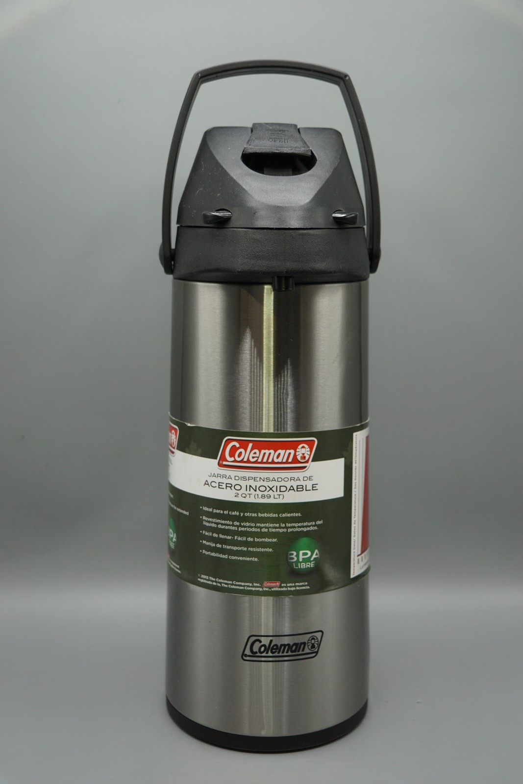 Coleman 2QT 1.89L Stainless Steel Insulated Beverage Dispenser Jar Pump Pot