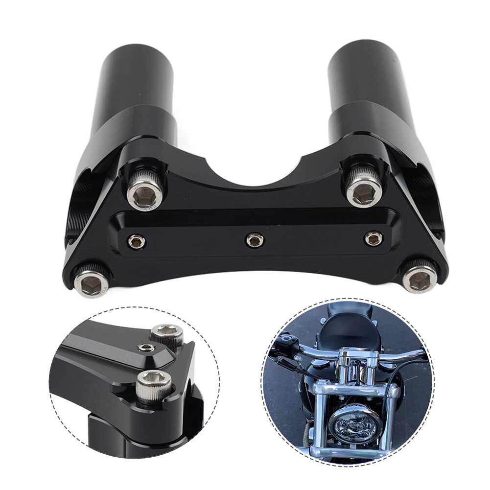3.5" Straight Handlebar Riser & Top Clamp Black Fit Harley Dyna Tour Road Glide