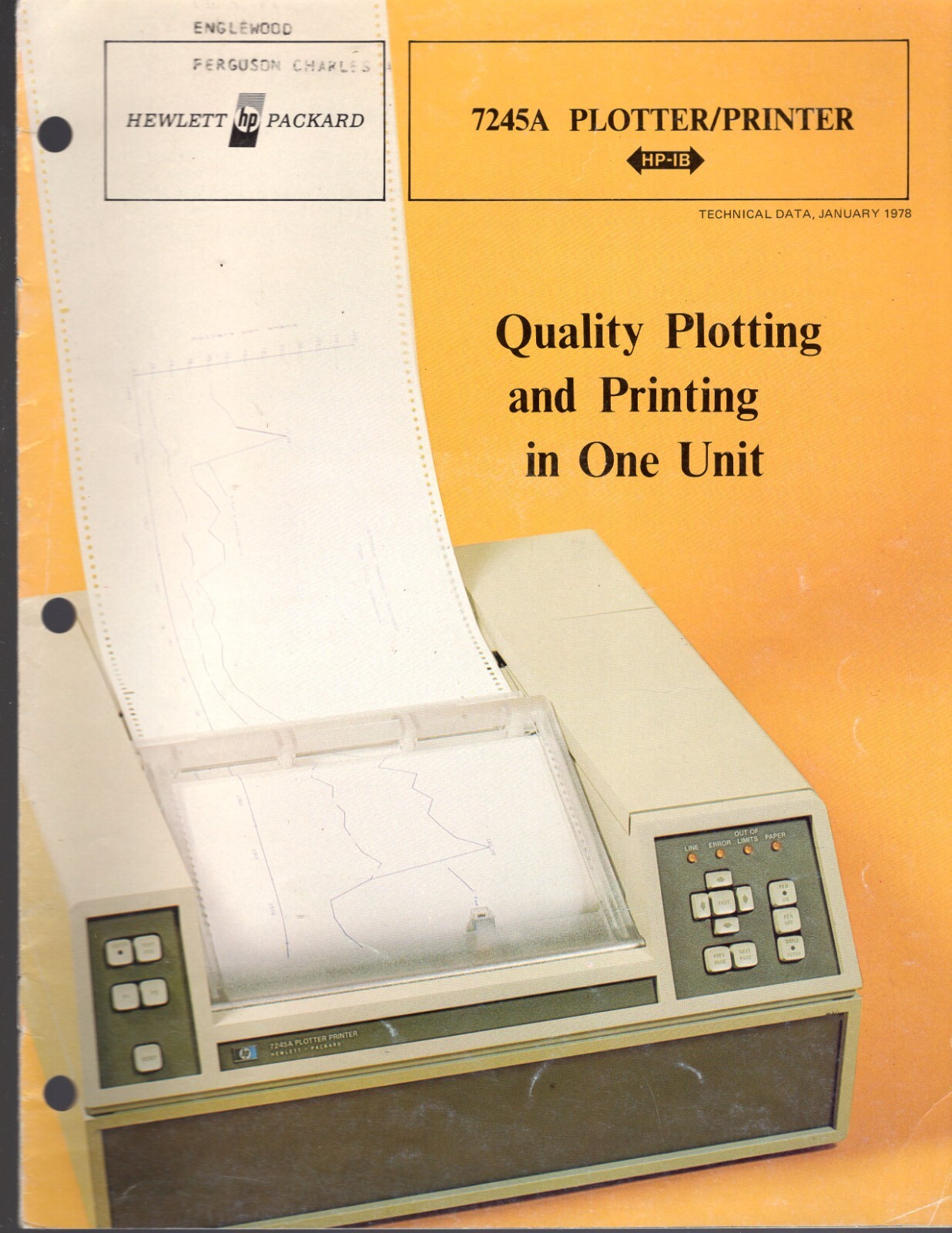 Hewlett Packard 7245A Plotter/Printer Operating & Programming Manual 07245-90001