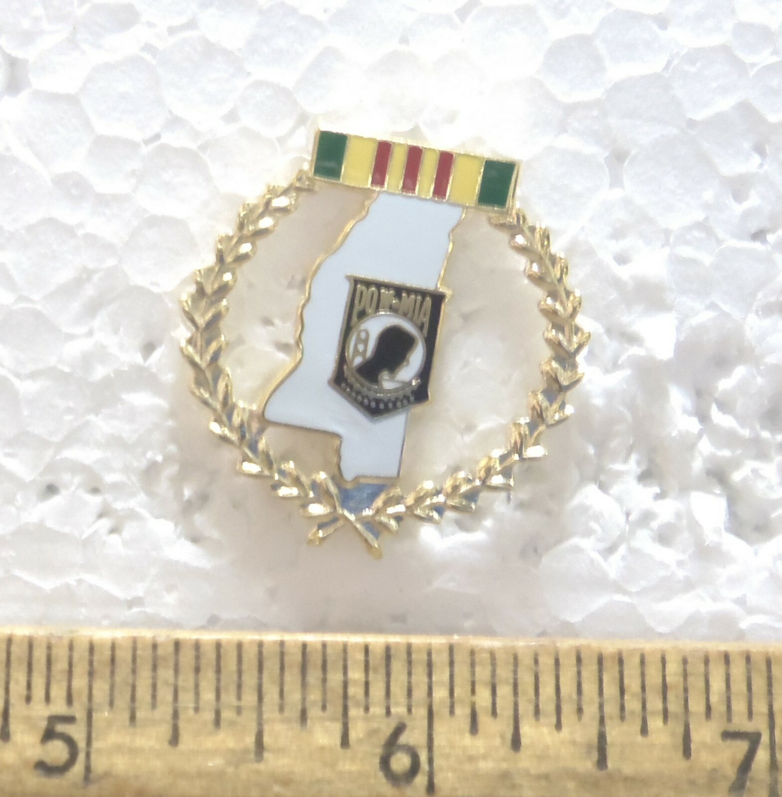 Mississippi POW*MIA Vietnam Pin with Vietnam Service Ribbon & Wreath