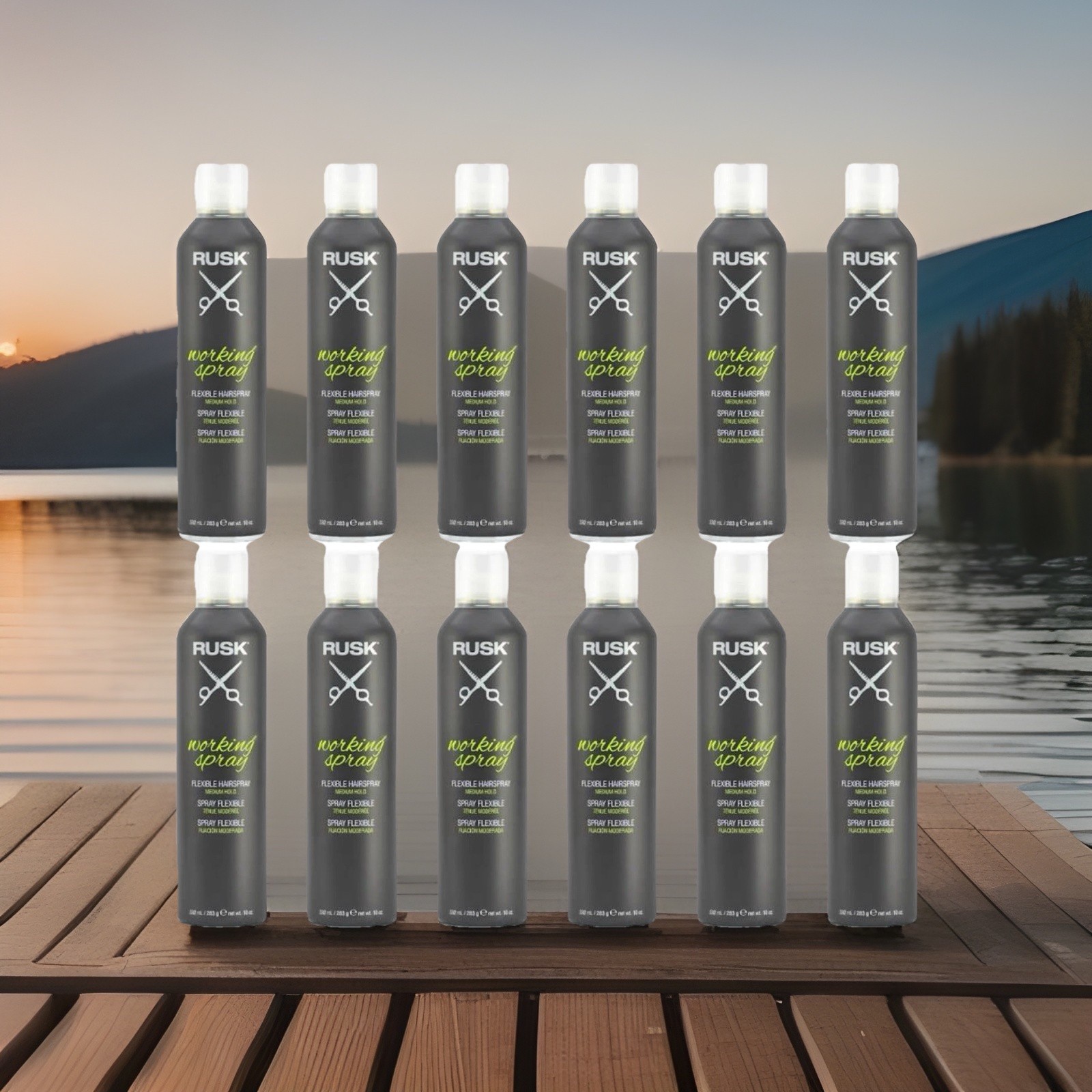 12 PACK 🔥 RUSK WORKING SPRAY FLEXIBLE MEDIUM HAIR HOLD HAIRSPRAY 10 OZ CASE LOT