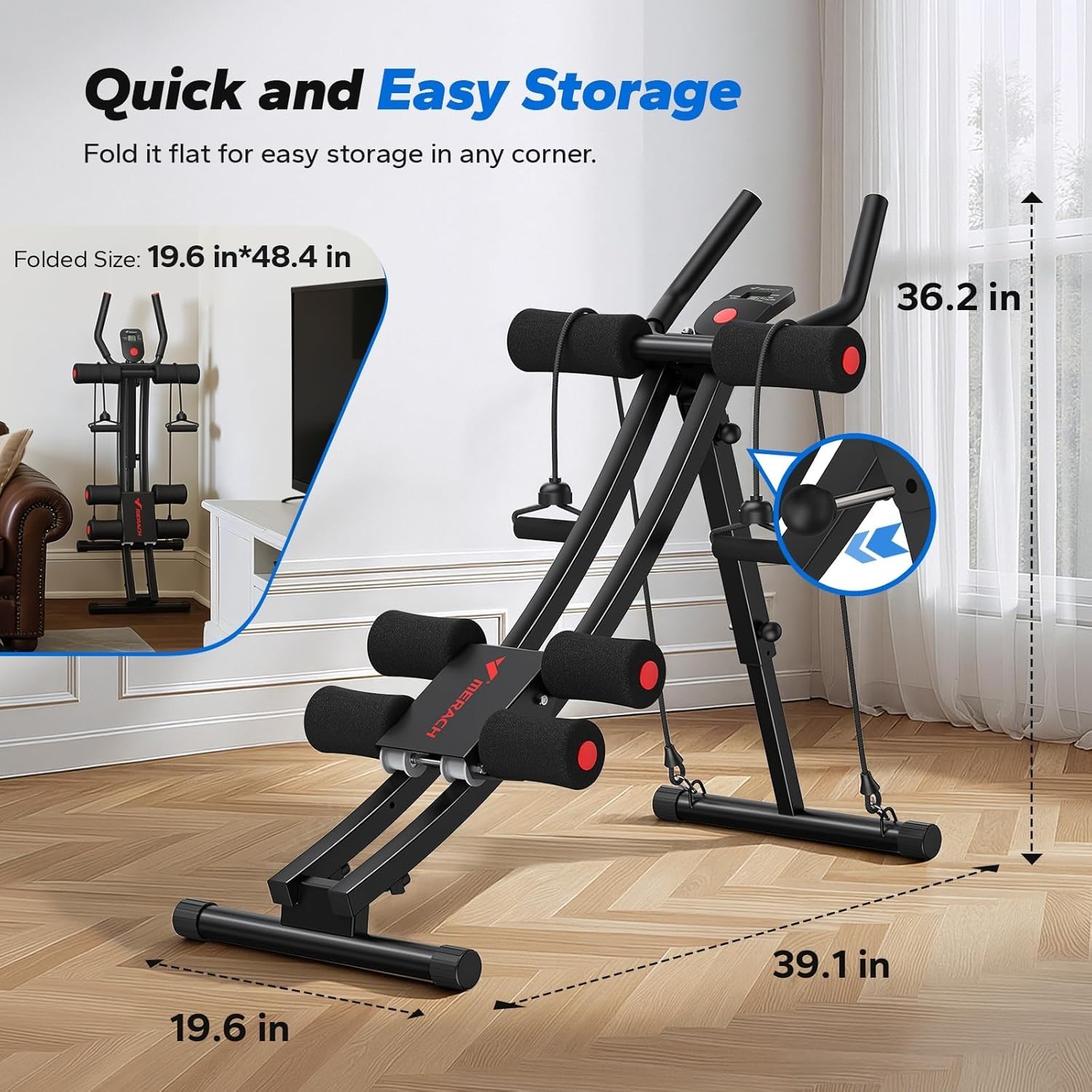 Ab Machine, Adjustable Dual Track Ab Trainer Machine, Ab Workout Equipment for H