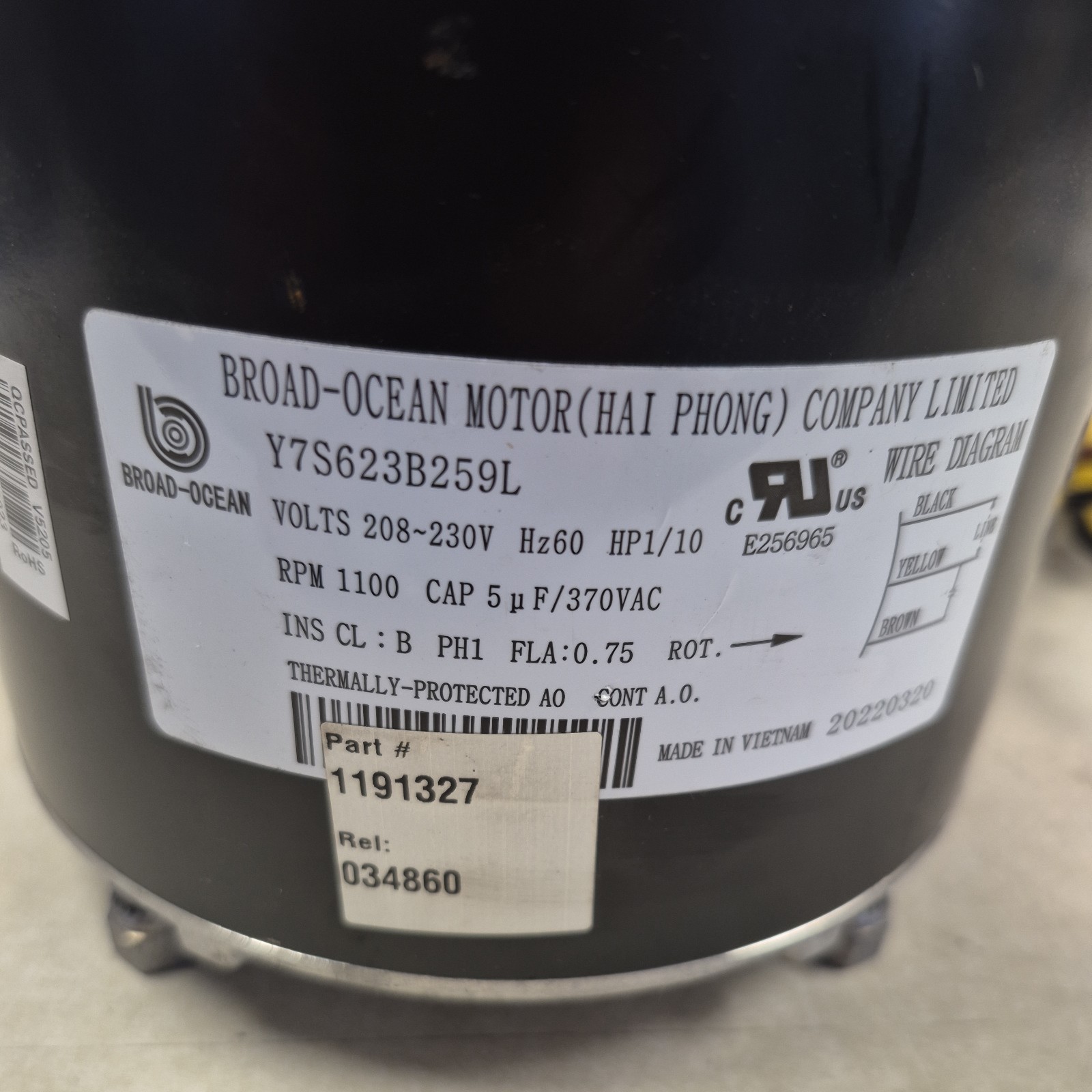1191327 1/10 hp 1100 rpm Motor Smartcomfort Carrier OEM Part Replace 1185923