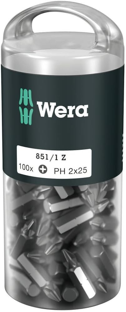 Wera 05072441001 (072441) - #2 Phillips Insert Bit Tips w/¼" Hexagon Drive - 100